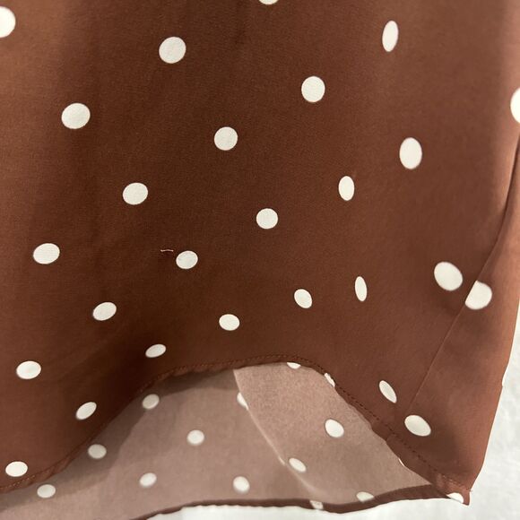 Torrid Harper Crepe De Chine Brown Polka Dot 3/4 Sleeve Top Womens Size 2 Career - Picture 7 of 11